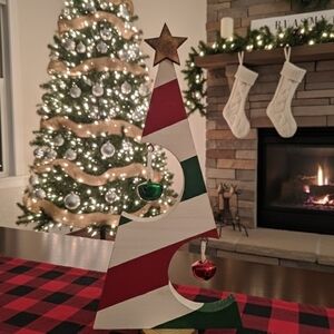 Handmade Wood Peppermint Christmas Tree | 12" Tabletop Farmhouse Decor
